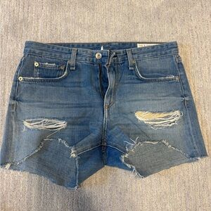 rag & bone Blue Distressed Jean Shorts